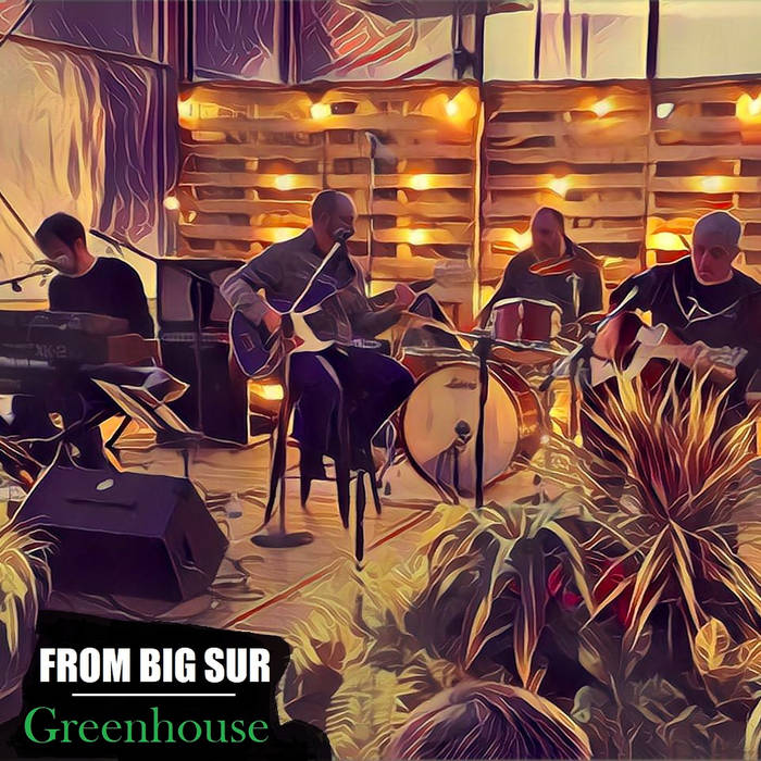 Band members perform on stage at Horrocks Farm Market, pictured on an album cover