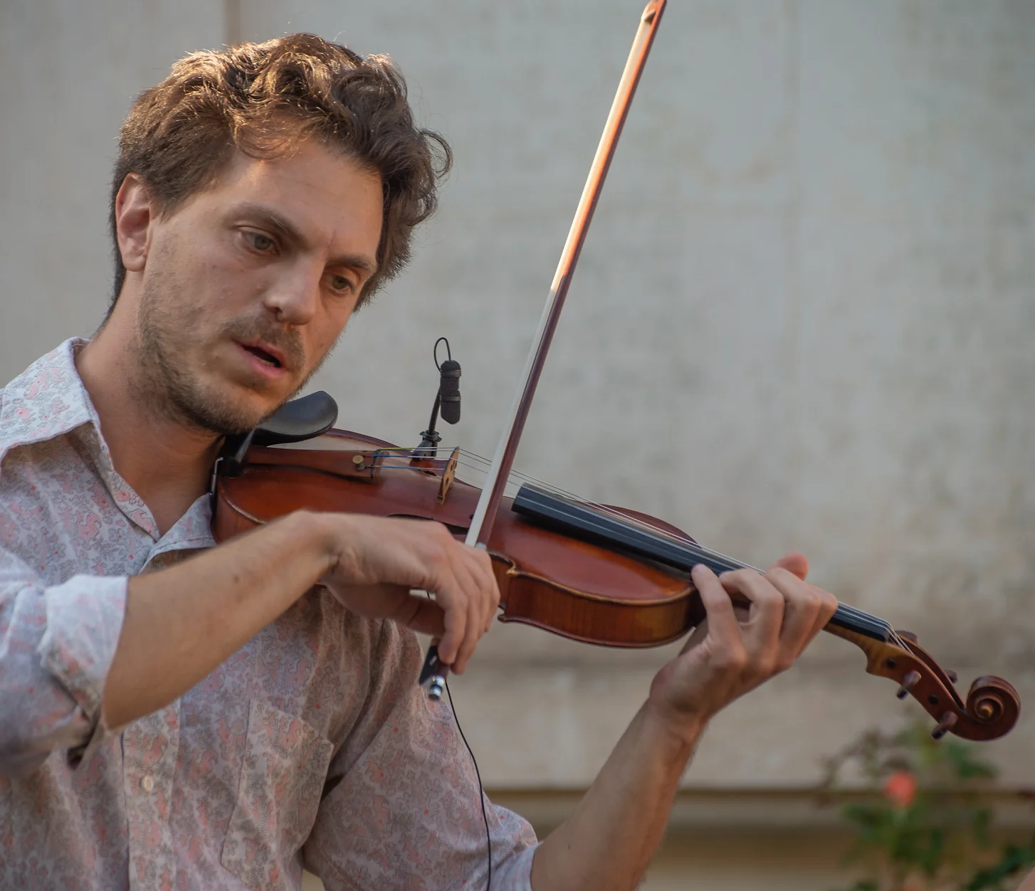 Shulman-Ment is pictured playing the fiddle.